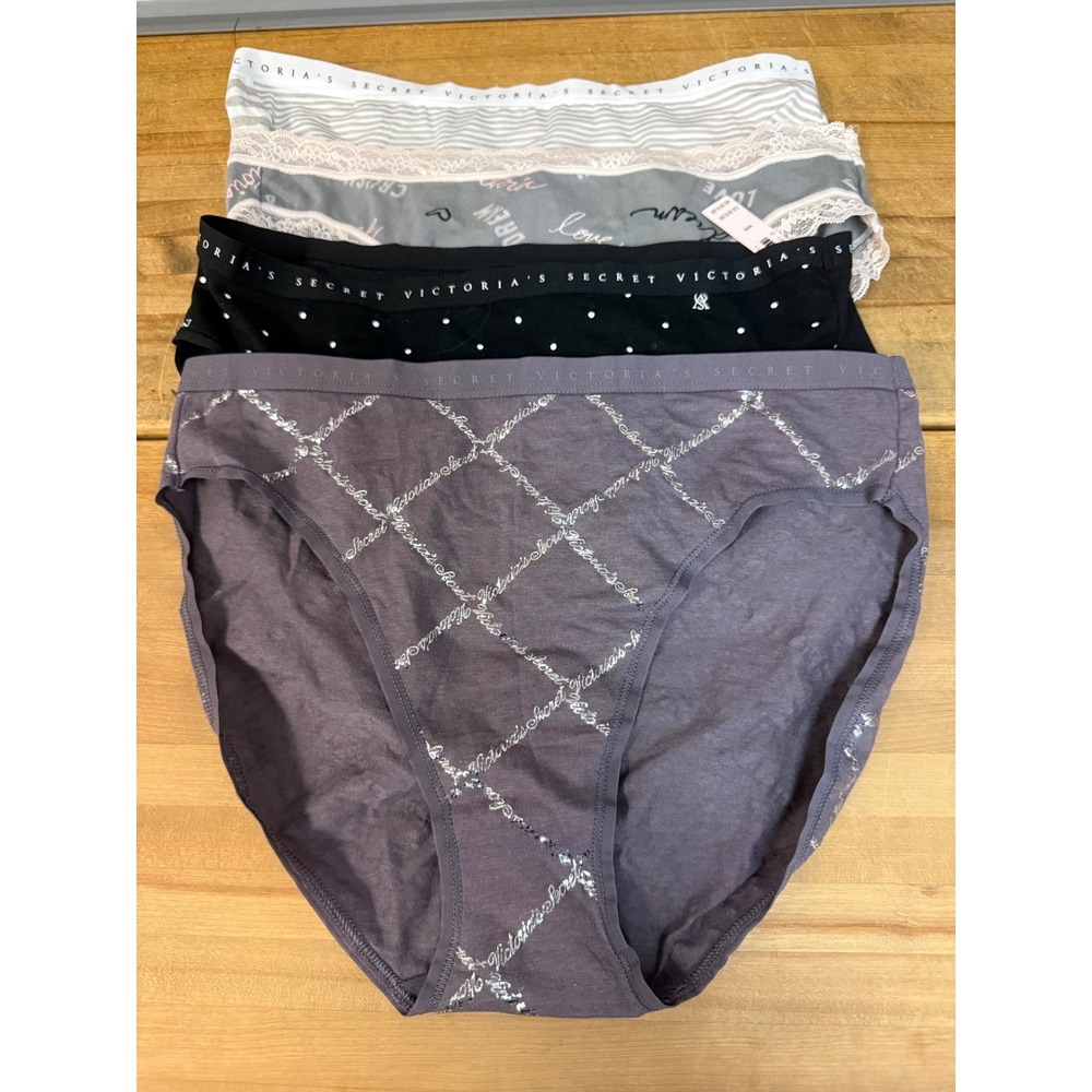 Victorias Secret Womens High Leg Brief Panties 4 Pack Med NWT